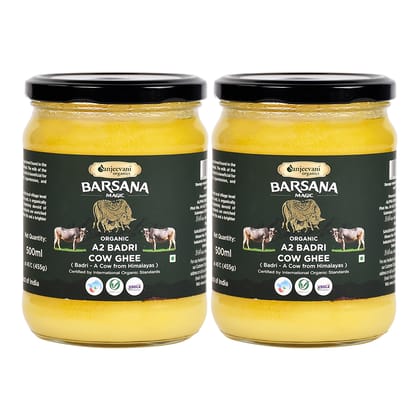 Sanjeevani Organics Organic A2 Badri Cow Ghee Combo Pack of 2 (500ml Each) – Nutritious & Healthy Ghee, Supports Digestion, Made from Grass-Fed Badri Cows, Nutrient-Rich Traditional Ghee