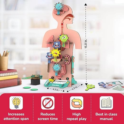 Human Body Toy for Kids 6-12 Years | Body Organs & Functions | Birthday Gifts for Boys & Girls | DIY Science Toys for Kids 6,7,8,9,10,11,12,13,14 Years Old I STEM Wooden Construction Game