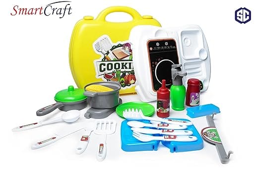 Kid Chef Bring Along Kitchen Cooking Suitcase (27 Pieces) Luxury Kitchen Set Cooking Toy with Briefcase Kitchen Food Play Set for Girls & Boys (New)-Made in India