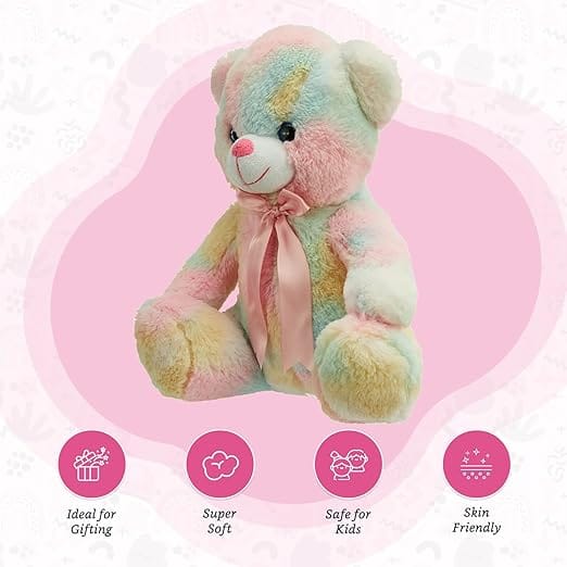 Jam & Honey Teddy Bear, Cute, Plush/Soft Toy for Boys, Girls and Kids, Super-Soft, Safe, Great Birthday Gift (Multicoloured, 28 cm)
