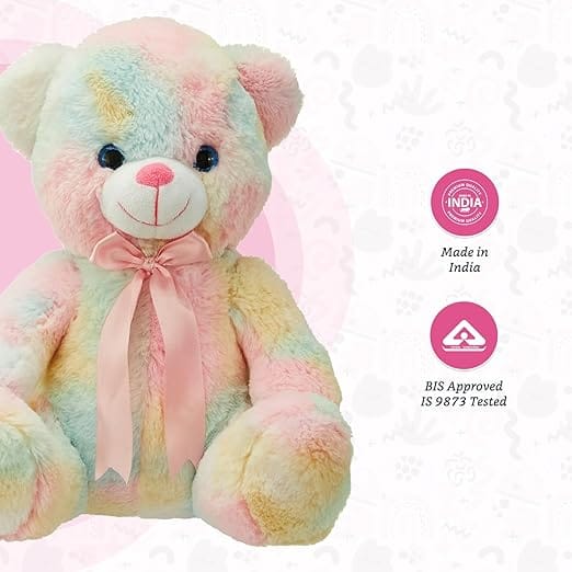 Jam & Honey Teddy Bear, Cute, Plush/Soft Toy for Boys, Girls and Kids, Super-Soft, Safe, Great Birthday Gift (Multicoloured, 28 cm)