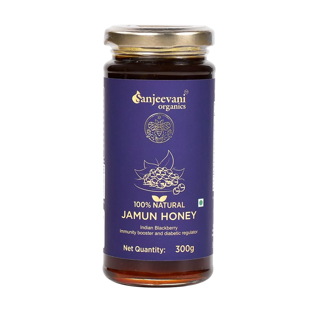 Sanjeevani Organics 100% Natural Jamun Honey, Monofloral – 300g (Unpasteurized Indian Blackberry Honey)