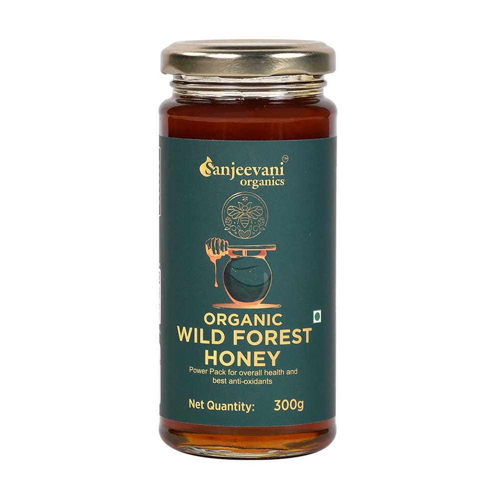 Sanjeevani Organics Organic Wild Forest Honey – Unprocessed, No Additives, Multi Floral, 300g Glass Jar | Premium Quality Honey
