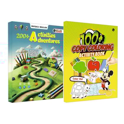 PW Activity Book with Copy Coloring Book Combo Set of 2 Books For Kids Aged 3+ Years Old | Puzzles, Mind Games, Maze & Challenges Filled Activity Book For Growing Kids & Screen-Free Fun [Paperback] Physics Wallah