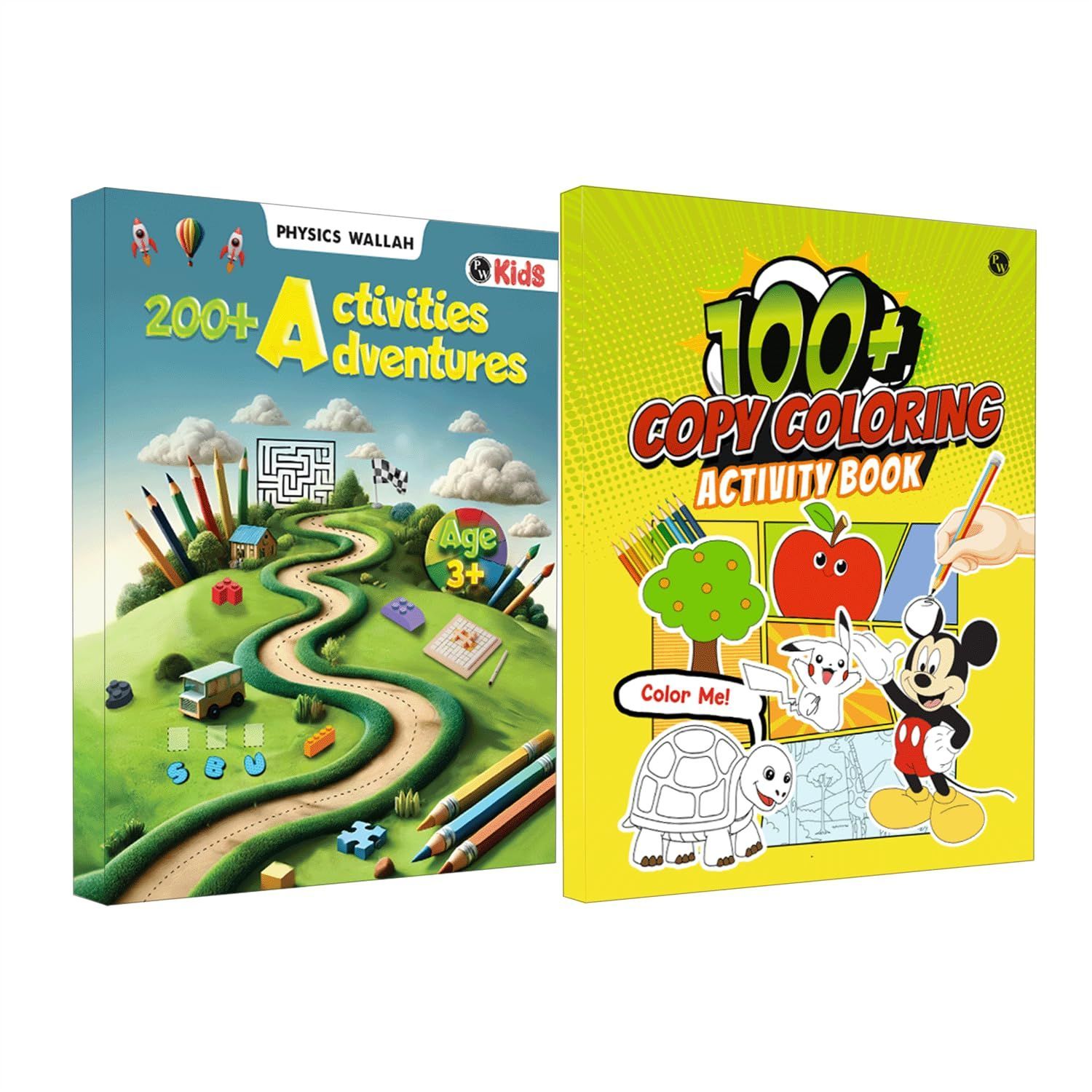 PW Activity Book with Copy Coloring Book Combo Set of 2 Books For Kids Aged 3+ Years Old | Puzzles, Mind Games, Maze & Challenges Filled Activity Book For Growing Kids & Screen-Free Fun [Paperback] Physics Wallah