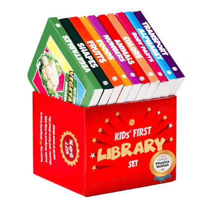 PW Kids Book, First Library Set Of 10 Board Books, Kids Book For 1+ year old, christmas gift for kids, Picture Book Box Includes - Action Words, Alphabets, Animals, Body Parts, Colors, Flowers, Food, Fruits, Numbers, Opposites, etc
