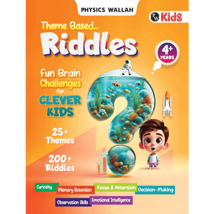 PW Riddles Book For Kids | 200+ Theme Based Riddles Book For 4+ Years Old | English Interactive Brain Teasing Riddle Activity Book For Growing Kids