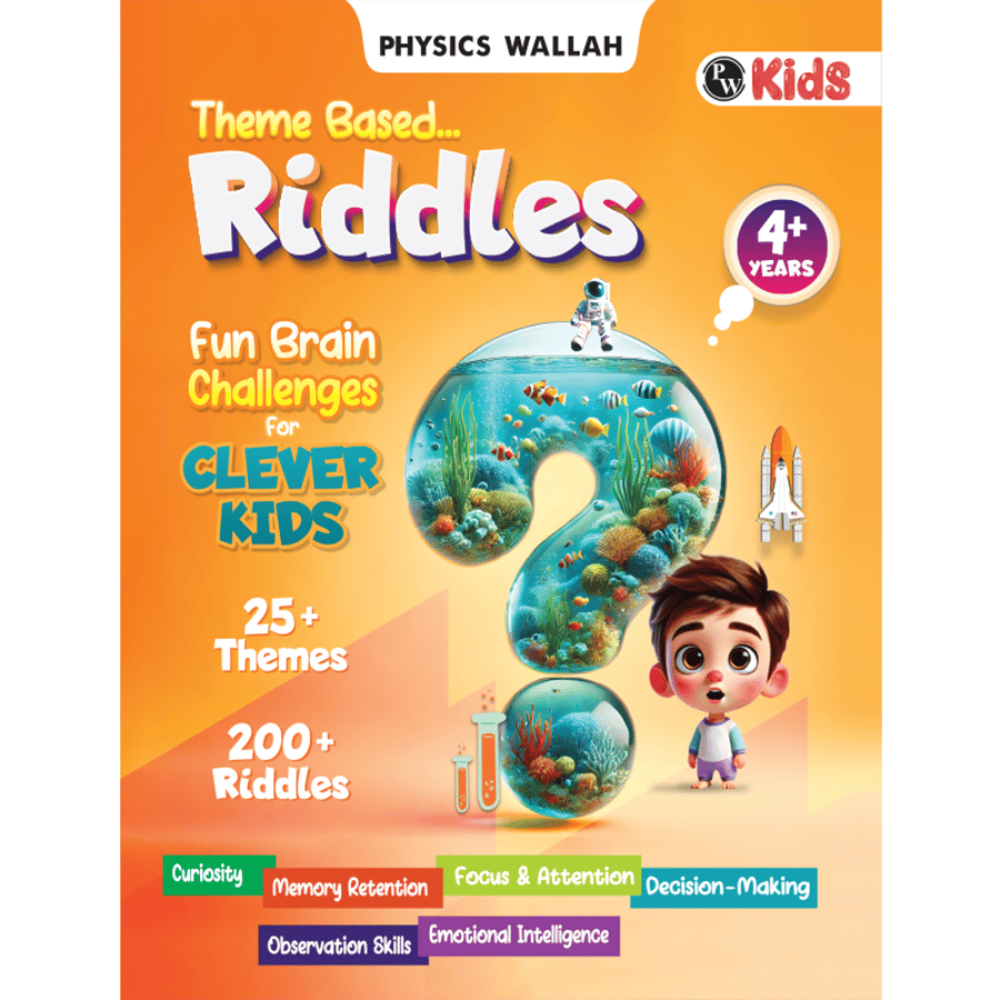 PW Riddles Book For Kids | 200+ Theme Based Riddles Book For 4+ Years Old | English Interactive Brain Teasing Riddle Activity Book For Growing Kids