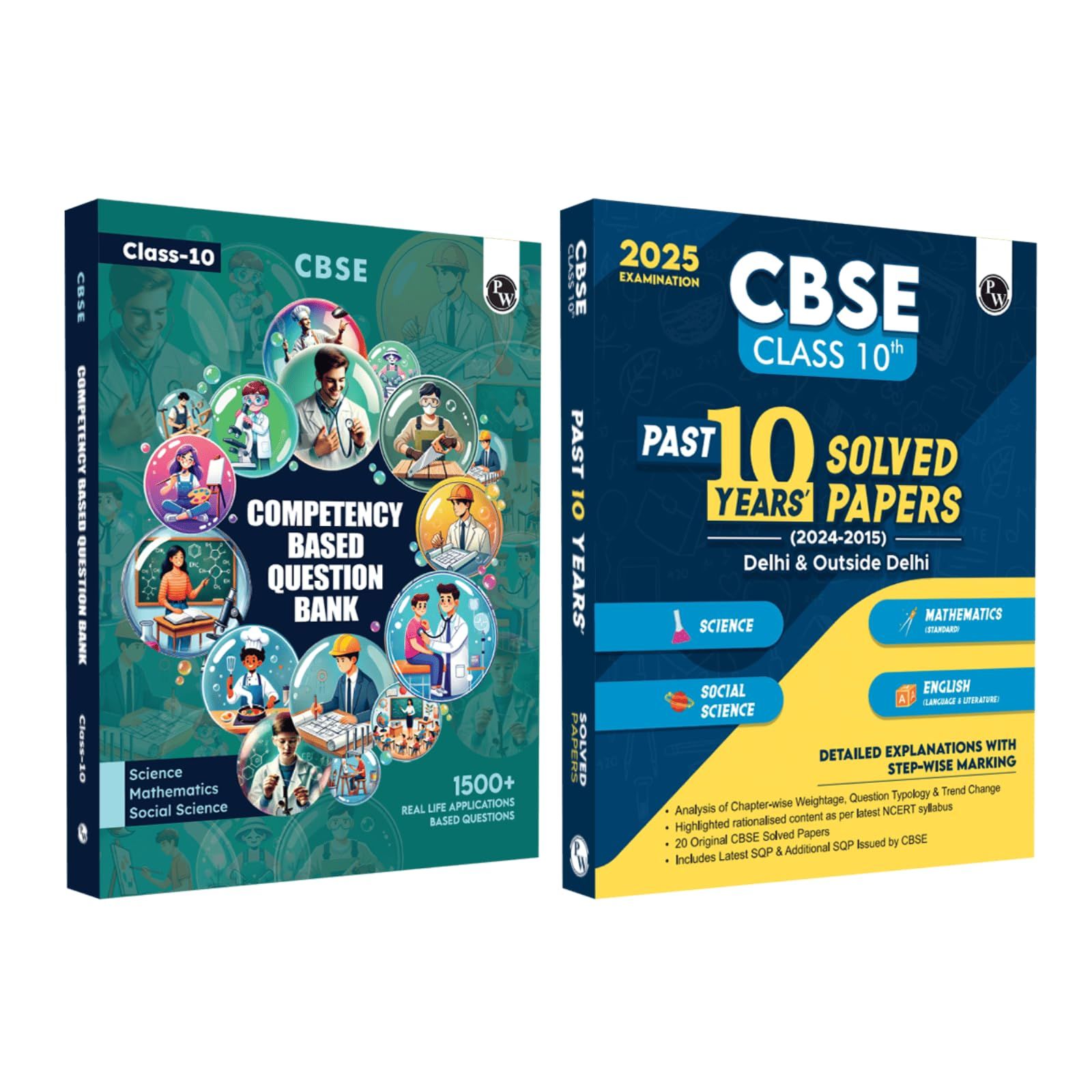 PW (Physics Wallah) CBSE Class 10 Competency Based Question Bank | 1500+ Competitive Based Questions | Chapter Wise | Sci, SST & Math, PYQs - Past 10 Years' Solved Papers (Set of 2 Books) (2024-2025) [Paperback] PW (Physics Wallah)
