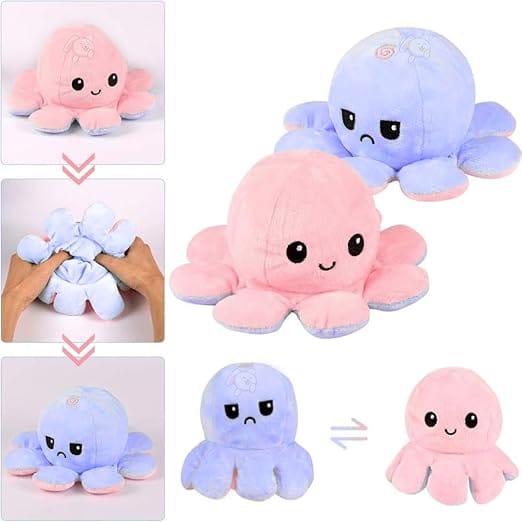 Toy Octopus Plushie Reversible Soft Toys for Kids | Plush Soft Toys for Baby Boys and Girls| Best Gift | Octopus Soft Toy for Kids -Blue Pink