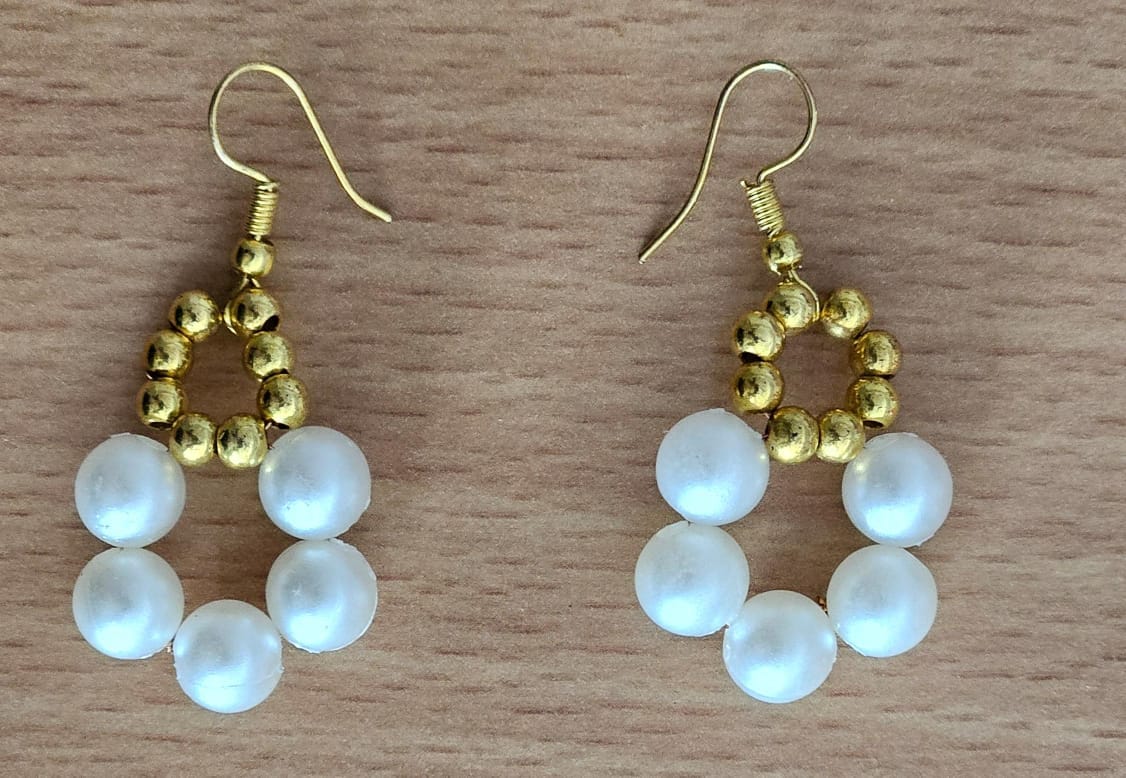  Gold Plated Pearl Flower Earrings