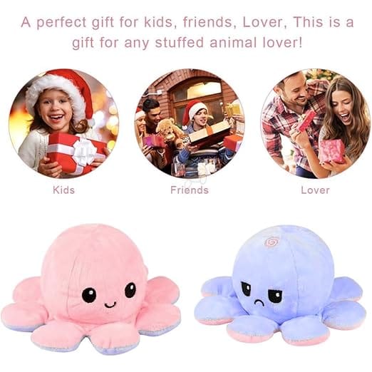 Toy Octopus Plushie Reversible Soft Toys for Kids | Plush Soft Toys for Baby Boys and Girls| Best Gift | Octopus Soft Toy for Kids -Blue Pink
