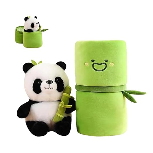Cute Panda Plush with Bamboo | Panda Teddy Bear Kawaii Panda | Kawaii Soft Panda in Bamboo Stuffed Animals Toy, Plushies Doll Gifts for Kids Girls Boys Birthday Valentine