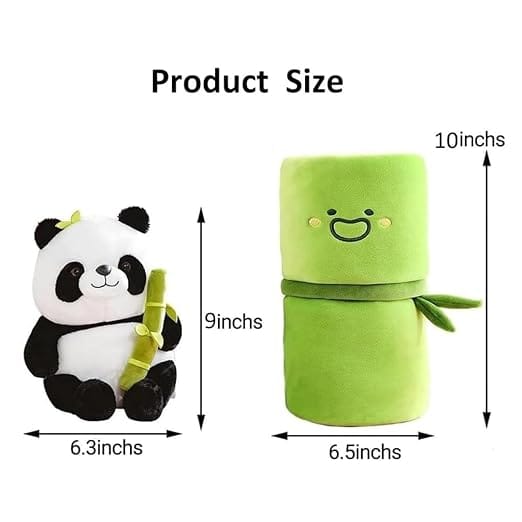 Cute Panda Plush with Bamboo | Panda Teddy Bear Kawaii Panda | Kawaii Soft Panda in Bamboo Stuffed Animals Toy, Plushies Doll Gifts for Kids Girls Boys Birthday Valentine