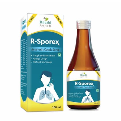 Rhushi Ayurved R-Sporex Ayurvedic Cough Syrup for Cough, Sore Throat, Allergic Cough, Wet and Dry Cough - 100ml