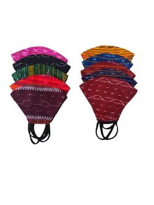 GHL GUENDICHA HAAT Pure Sambalpuri Multicoloured Masks (2 Ply Pack of 10 Cotton masks) GHL GUENDICHA HAAT Pure Sambalpuri Multicoloured Masks (2 Ply Pack of 10 Cotton masks)