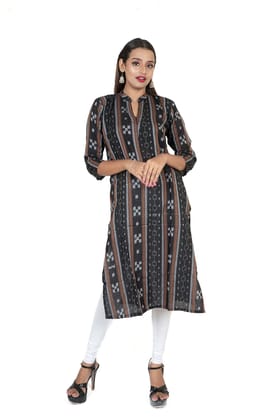 GHL GUENDICHA HAAT Sambalpuri Certified Handloom Women's Pure Cotton High Neck Kurta GHL GUENDICHA HAAT Sambalpuri Certified Handloom Women's Pure Cotton High Neck Kurta