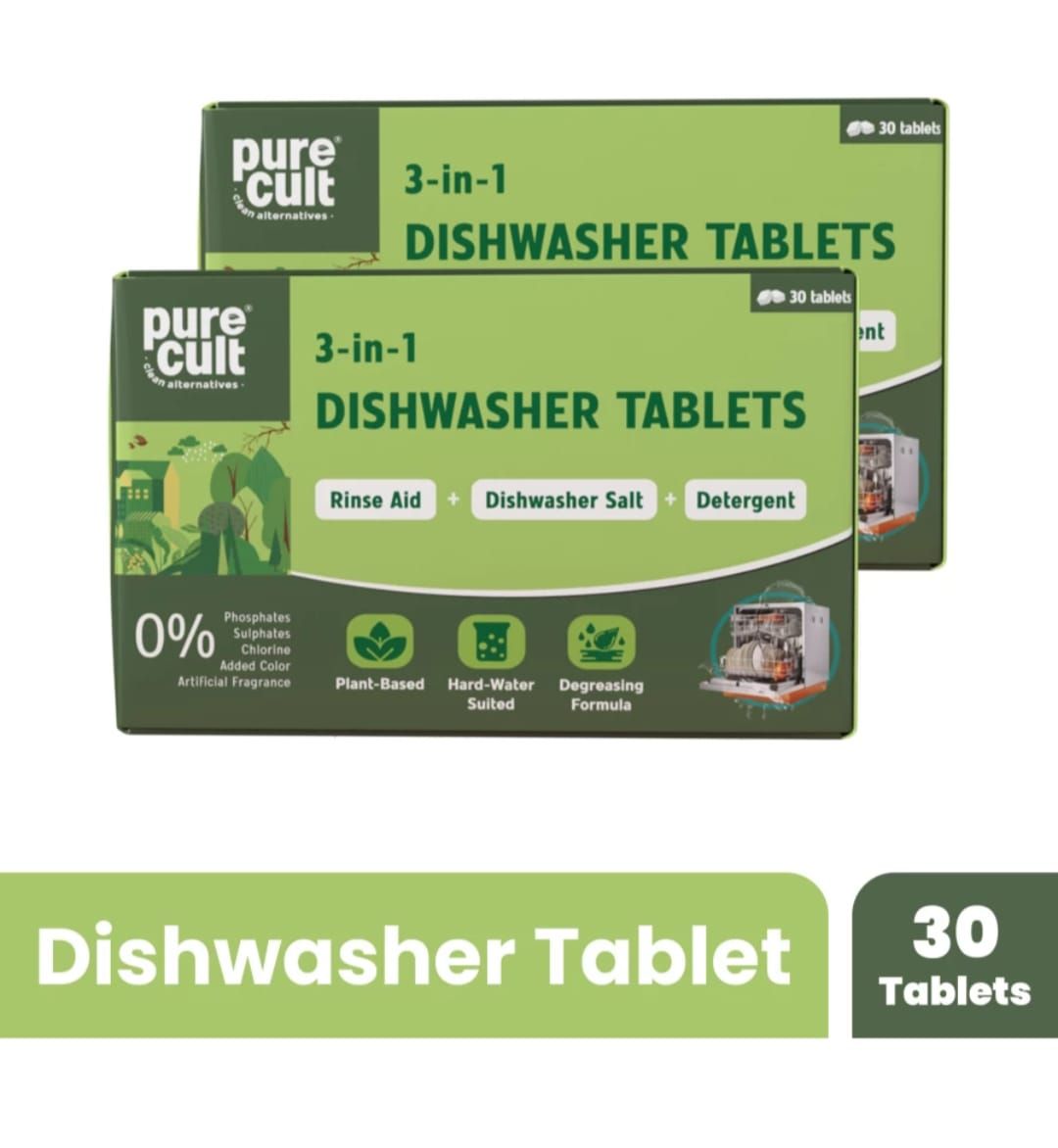 PureCult Dishwasher Tablet - 30 Tablets Combo (Pack of 2)