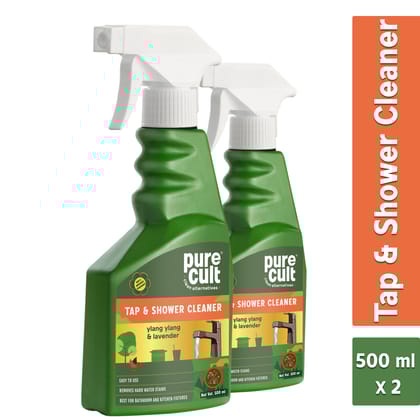 PureCult Tap and Shower Cleaner with Ylang-Ylang and Lavender Essential Oils 500ml Combo (Pack of 2)