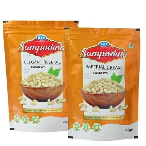 NFP Sampoorna Foods Imperial & Elegant Organic Premium Cashew Nuts (kaju) Unsalted Gluten Free Dry Fruits Combo Cashews (2x250 g)