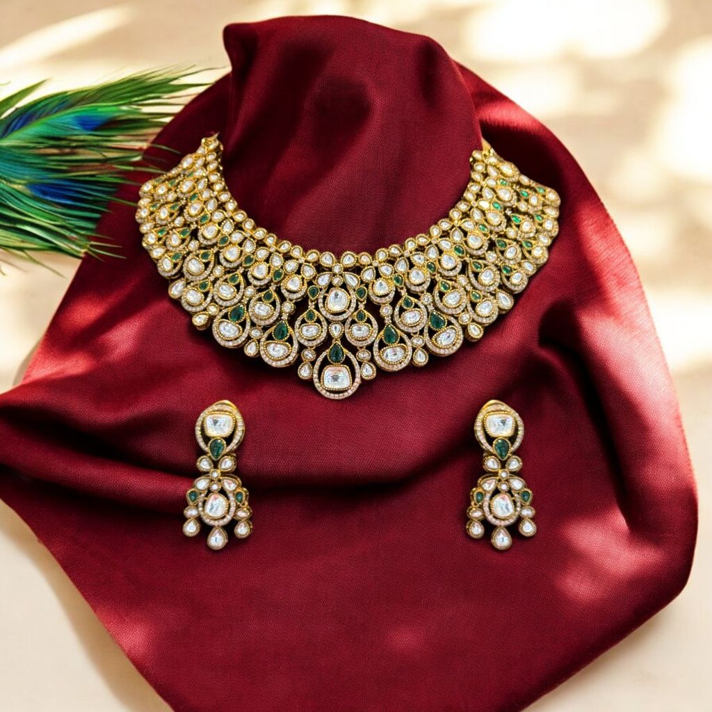 Exquisite Kundan Meenakari Necklace Set By Dia Art Jewels