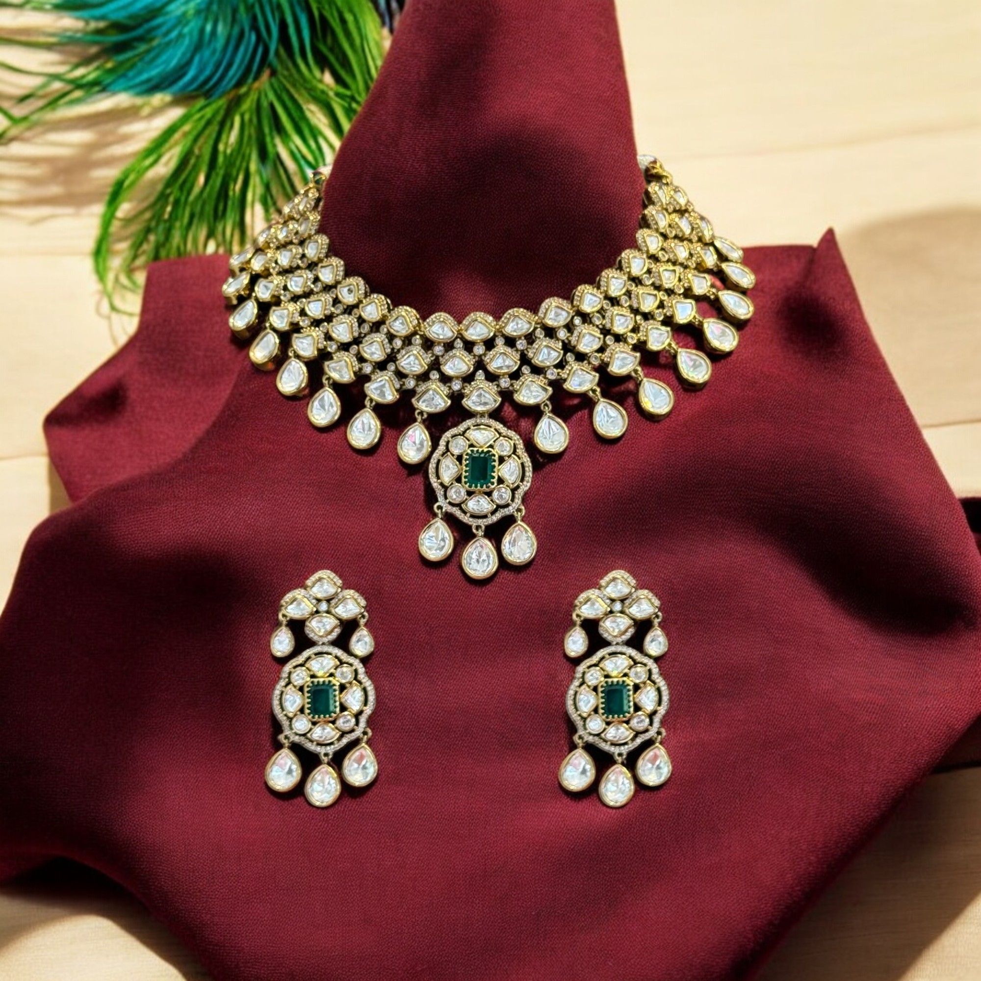 Kundan and Meenakari Choker Necklace Set By Dia Art Jewels