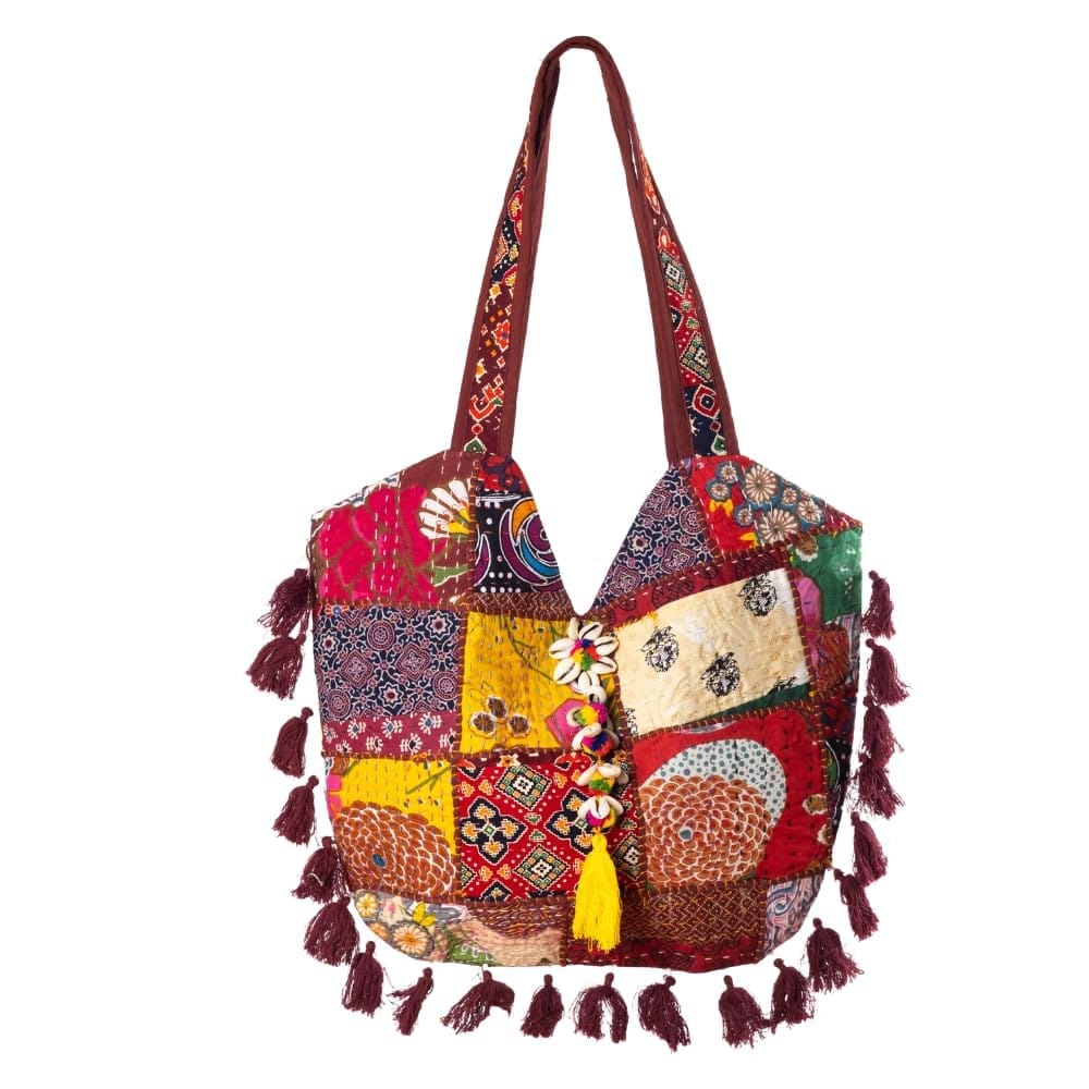 Rajasthani Patchwork Bohemian Tote Bag, Shoulder Handbag for Women