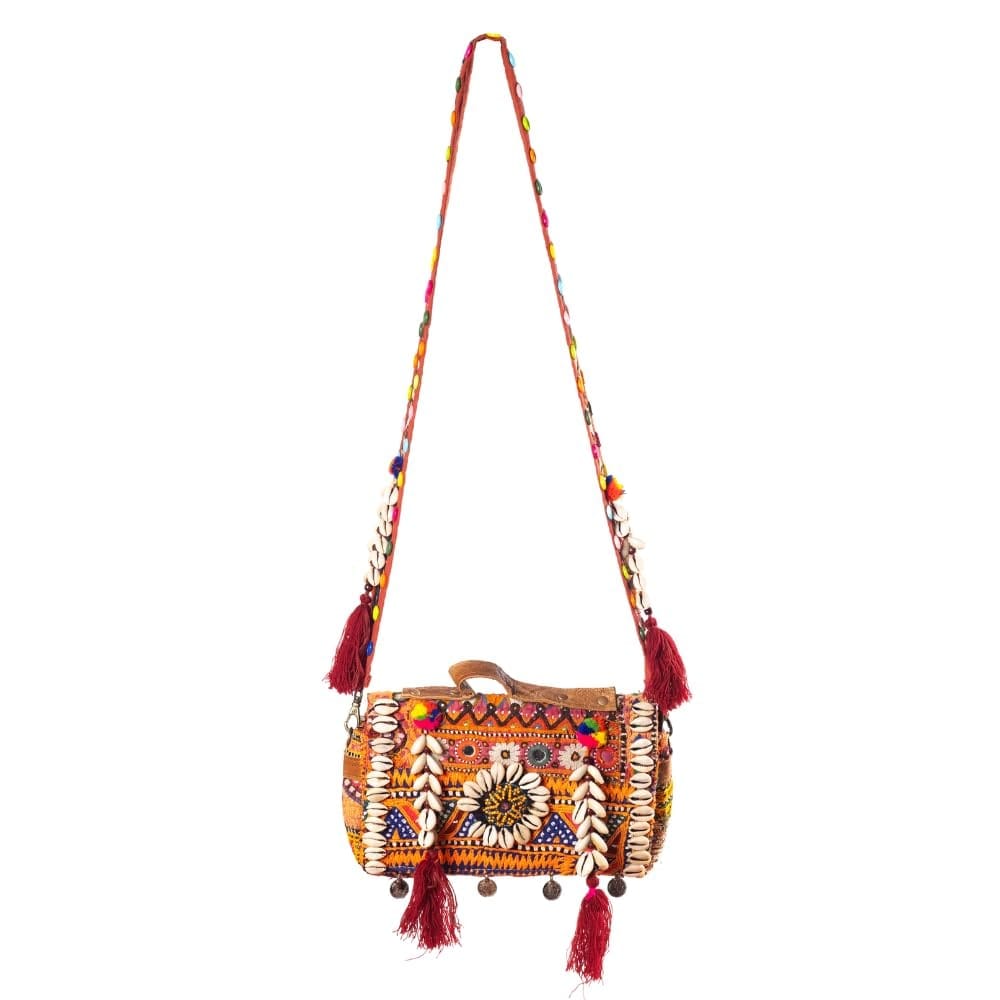 Rajasthani Patchwork Cross Body Handbag with Detachable Sling, Pattern for Women and Girls, Festivals or Parties