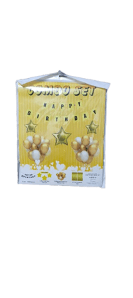 Gold and White Happy Birthday Banner and Balloons Party Decorations Gold and White Happy Birthday Banner and Balloons Party Decorations