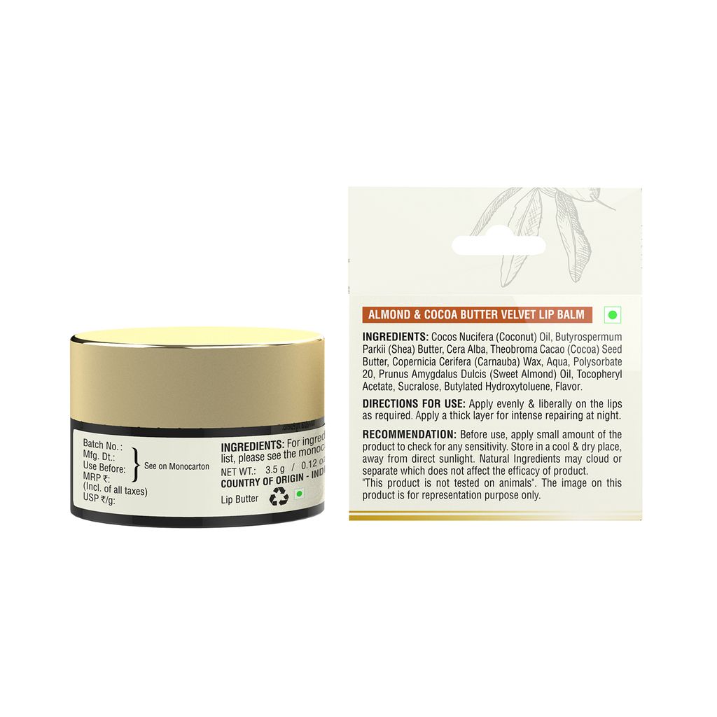 Fabessentials Almond & Cocoa Lip Butter 3.5g ā Deep Moisturization, Cracked Lips Repair, Lip Therapy, 100% Natural Oils, Vegan, Cruelty-Free, No Artificial Fragrances, Edible Flavours, Suitable for All Skin Types