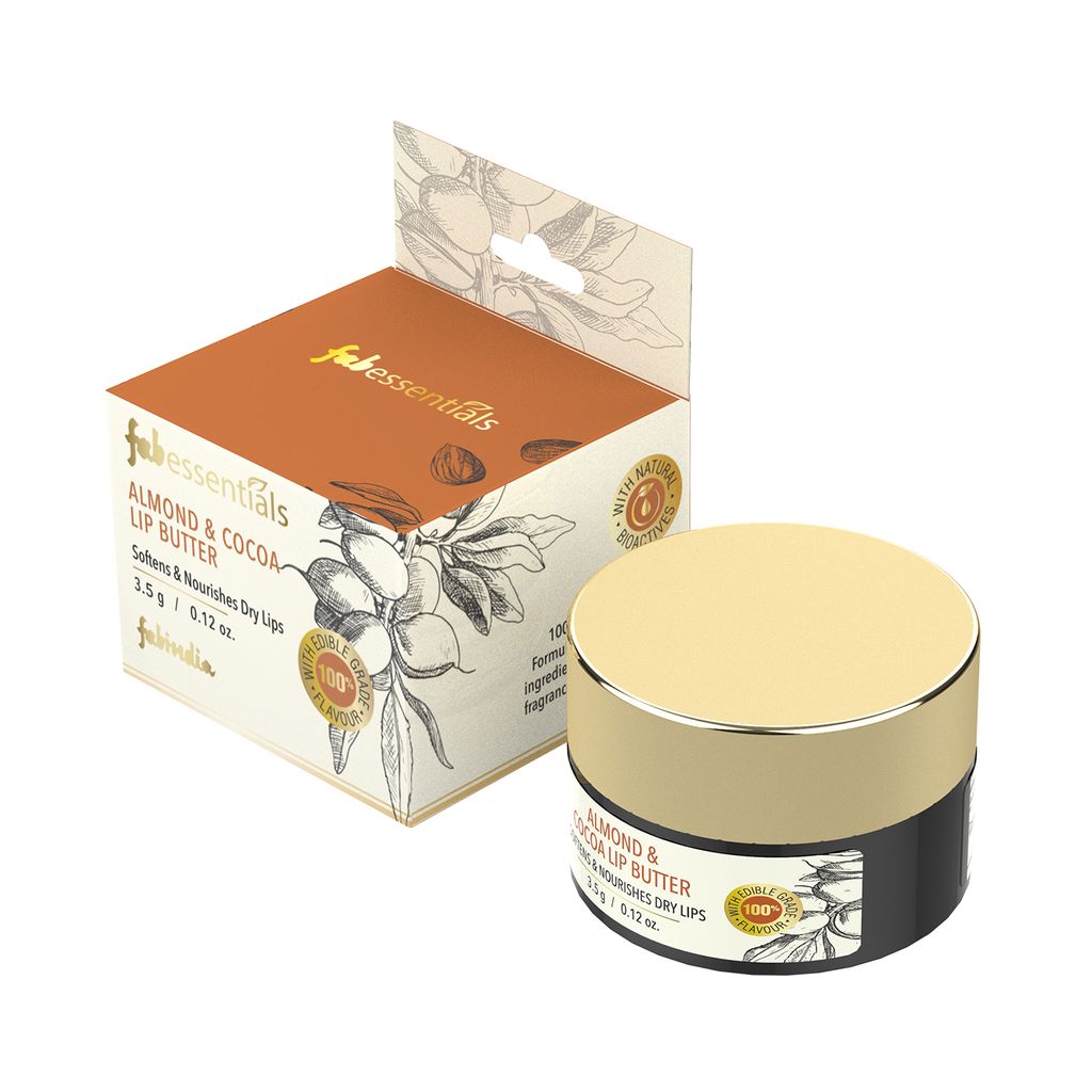 Fabessentials Almond & Cocoa Lip Butter 3.5g ā Deep Moisturization, Cracked Lips Repair, Lip Therapy, 100% Natural Oils, Vegan, Cruelty-Free, No Artificial Fragrances, Edible Flavours, Suitable for All Skin Types