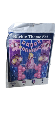 Barbie Theme Set for Birthday Decoration | Includes Balloons, Banner, and Hanging Swirls | Perfect for Girls' Birthday Parties Barbie Theme Set for Birthday Decoration | Includes Balloons, Banner, and Hanging Swirls | Perfect for Girls' Birthday Parties