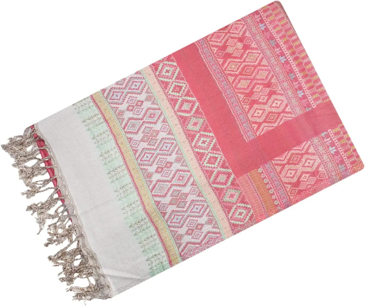 Buy Indian Ethnic Dupatta stole wrap scarf Women's cotton silk blend stole with tassels Pallu Sari Shawl scarves stole for women