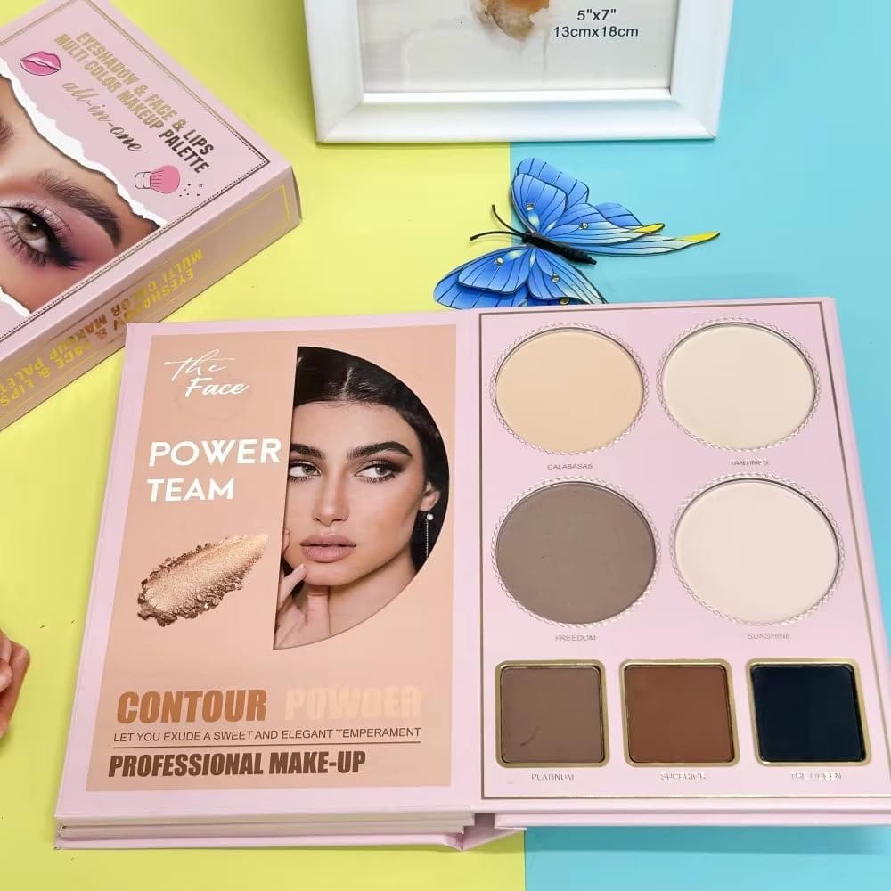 Book-Style 55 color Eyeshadow Highlighter Blush Lip Gloss Multi-functional Makeup Palette