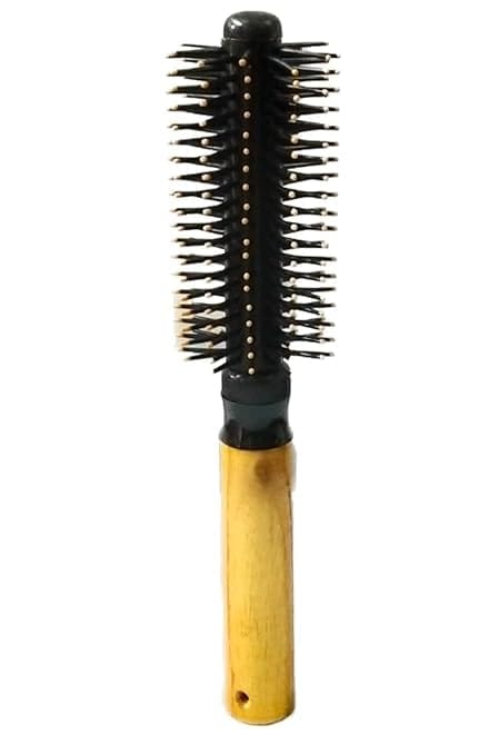 Wooden Hair Roller Brush for Men & Women | Round Hair Brush with Flexible Nylon Bristles for Straightening, Curling, Drying, Styling, Volumizing, Scalp Massage