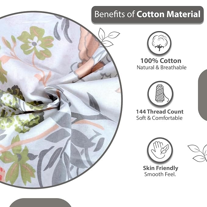 Luxury Floral Printed Cotton Sateen Sheet Set - Soft and Breathable Bedding with a 400 Thread Count