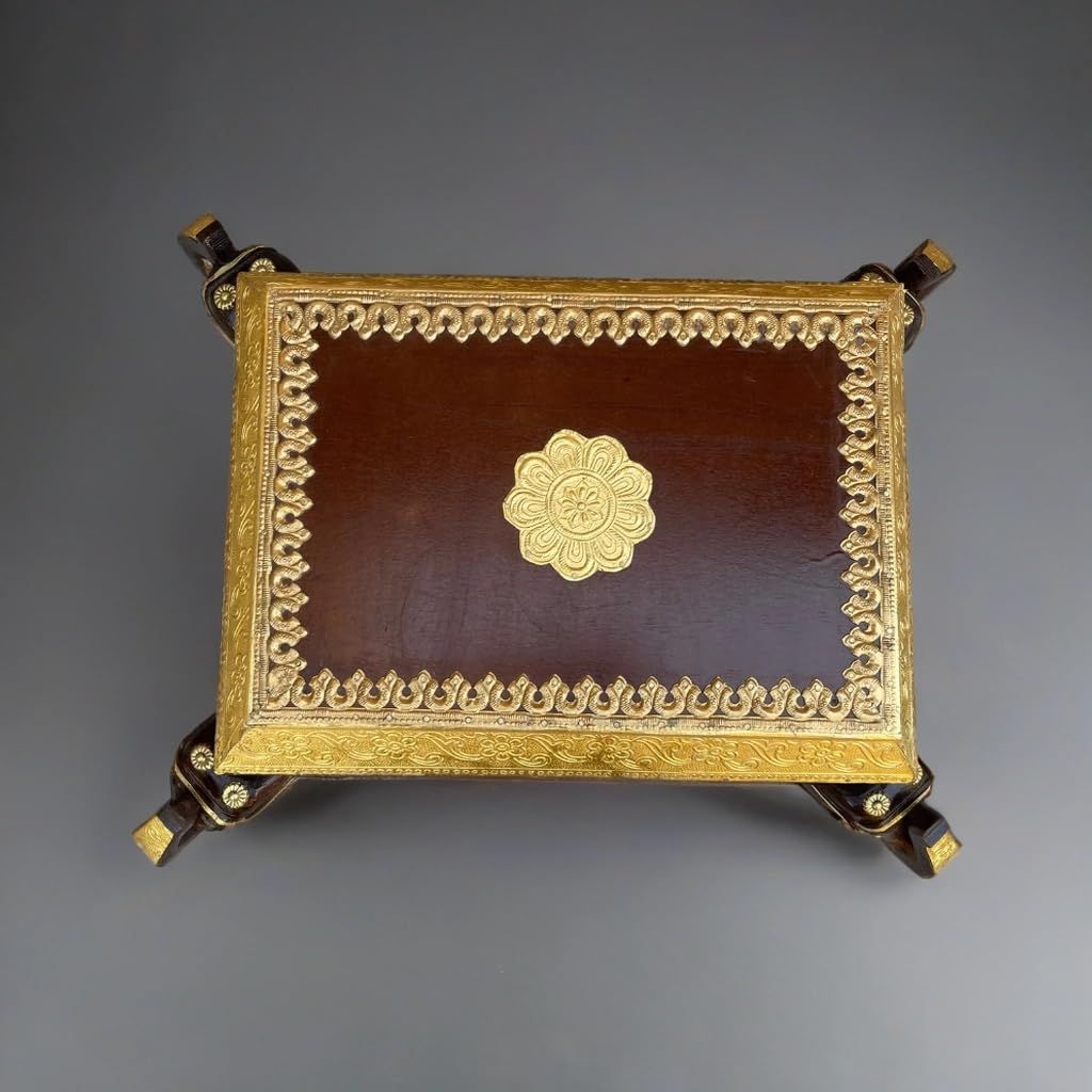 Wooden Jewelry Box with Brass Fittings, 52 x 42 x 30 cm
