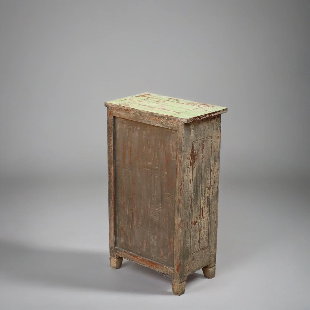 Wooden Wine Holder Side Table with Antique Polish, 50x30x85 cm, for Home, Caf�, Bar, Farmhouse