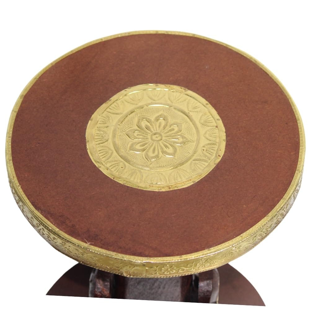 Handcrafted Wooden Swan-Shaped Side Table with Brass Accents, 30x30x43 cm, Unique Decorative Table