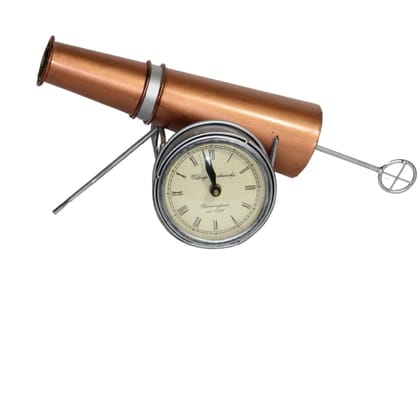 Vintage Folding Clock with Metal Cannon Design, 40x20x19 cm, Decorative Antique-Style Clock for Home, Office, or Library