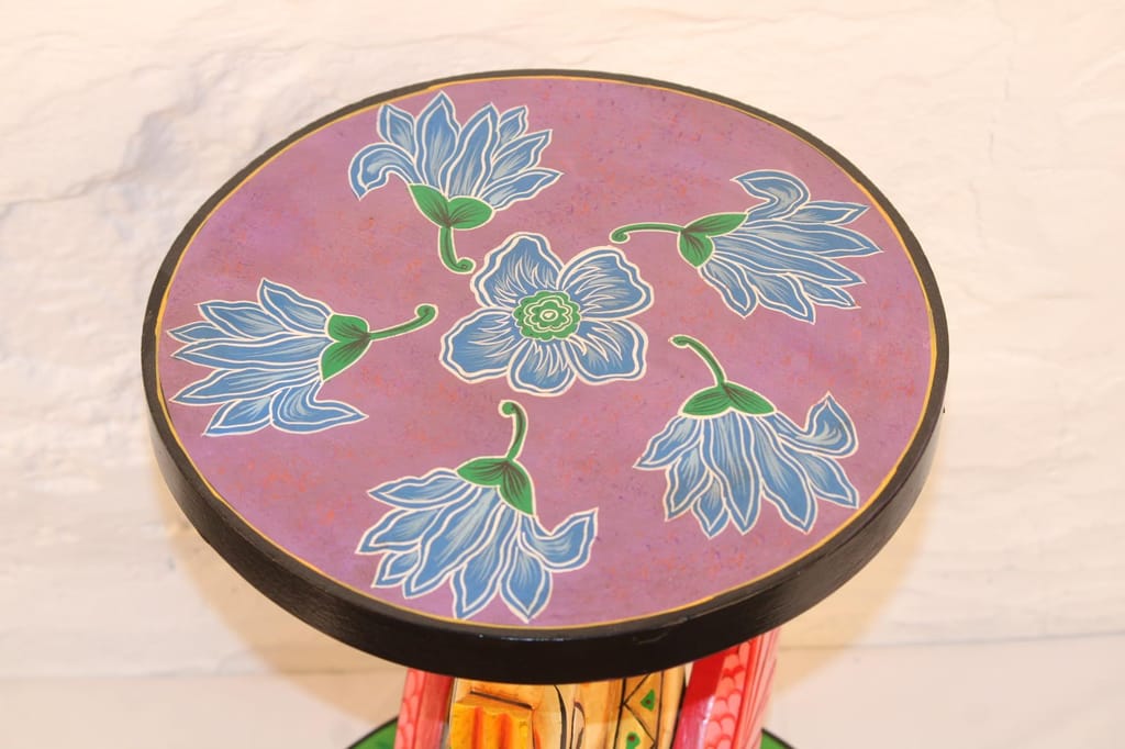 Hand-Painted Wooden Duck Coffee Table - 30x30x43 cm, Decorative Carved Accent Furniture