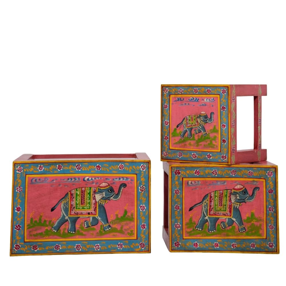 Hand Painted Wooden Nesting Tables, Set of 3 Perfect for The Living Room, Bedroom, Farmhouse, or Even as Elegant Office Decor