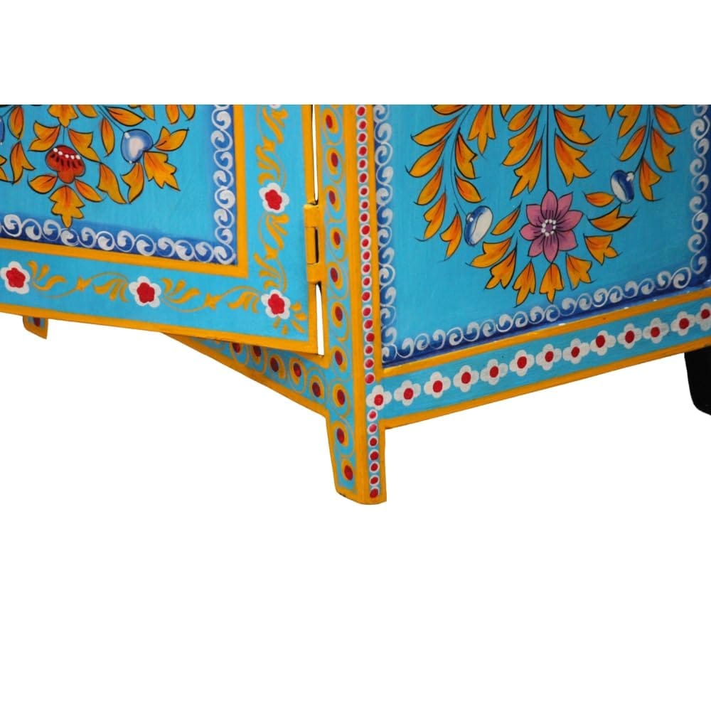 Rustic Hand-Painted Wooden Side Cabinet Perfect for a Bedside Table in Your Bedroom or as an Accent Cabinet Beside a Hall-Side Sofa