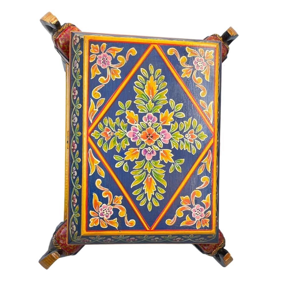 Hand-Painted Wooden Elephant Table with Storage, 50x40x30 cm, Decorative Accent Piece