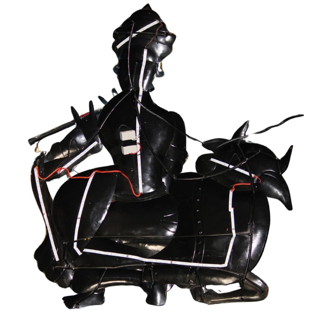 Metal hand painted Divine Decor Krishna with Cow Wall Art Perfect For Wall decor