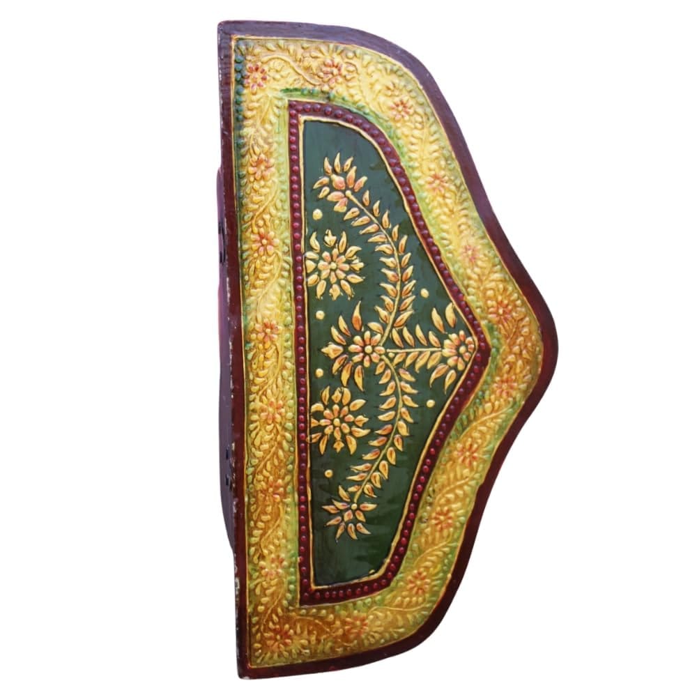 Hand-Painted Wooden Elephant Wall Shelf, 38x19x38 cm, Decorative Elephant Trunk Wall Accent