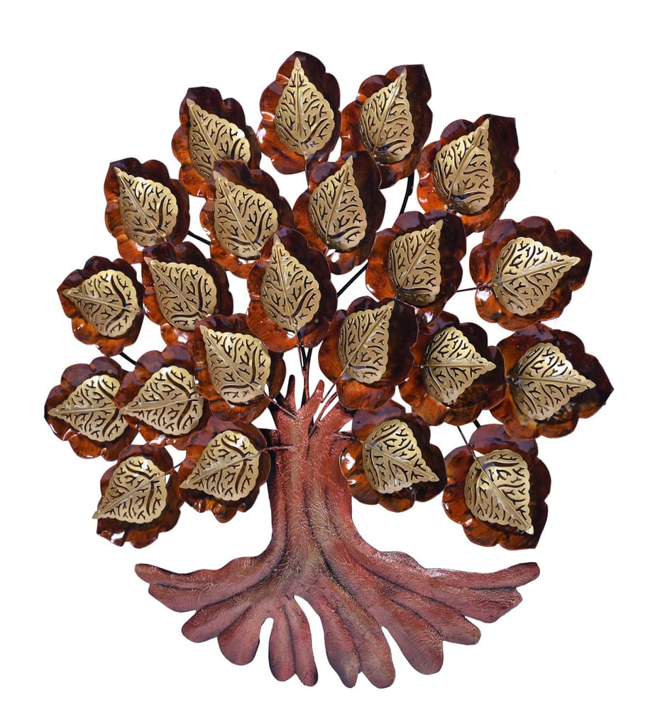 Handmade Iron Leaf Tree Wall Decor with LED Lights, Handcrafted Metal Wall Art For Home Decor