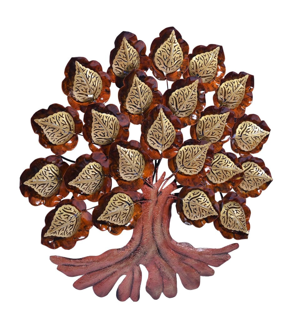 Handmade Iron Leaf Tree Wall Decor with LED Lights, Handcrafted Metal Wall Art For Home Decor
