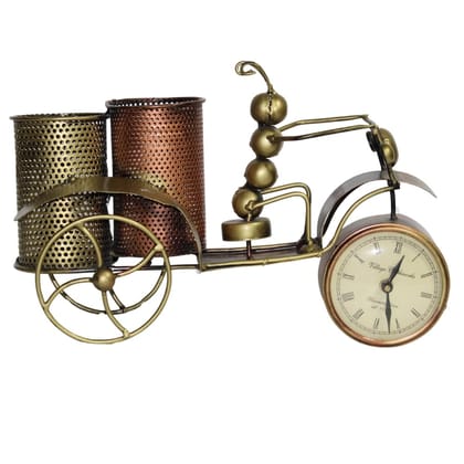 PREET GALLERY Handcrafted Metal Tricycle Clock Decor, Vintage Design, 37x16x24 cm - Ideal for Living Room/Office/Study