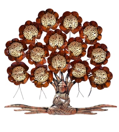 Metal Buddha Under Tree Wall Decor with Back LED light Effect,Home Decoration Metal wall art tree shape decor 66x66x5 cm, Multicolour Metal Buddha Under Tree Wall Decor with Back LED light Effect,Home Decoration Metal wall art tree shape decor 66x66x5 cm, Multicolour